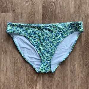 Aerie Low Rise Bikini Bottom Green Floral Size Large Full Coverage